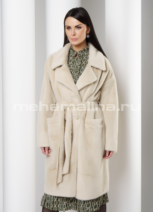 Женское ворсовое пальто модель № 058 меха малина