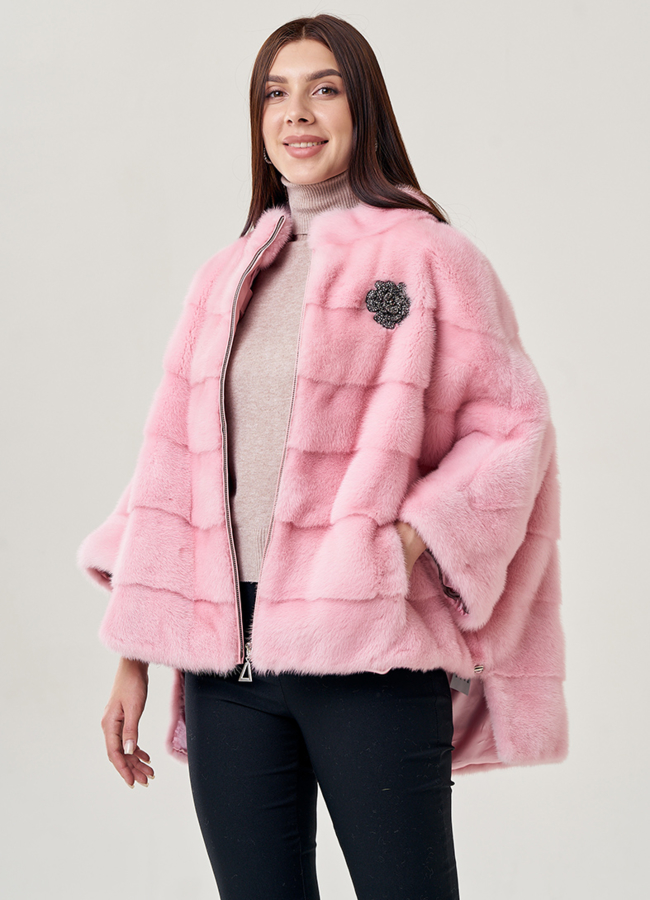 Куртка оверсайз из норки в розовом цвете модель № 78783 универмаг малина