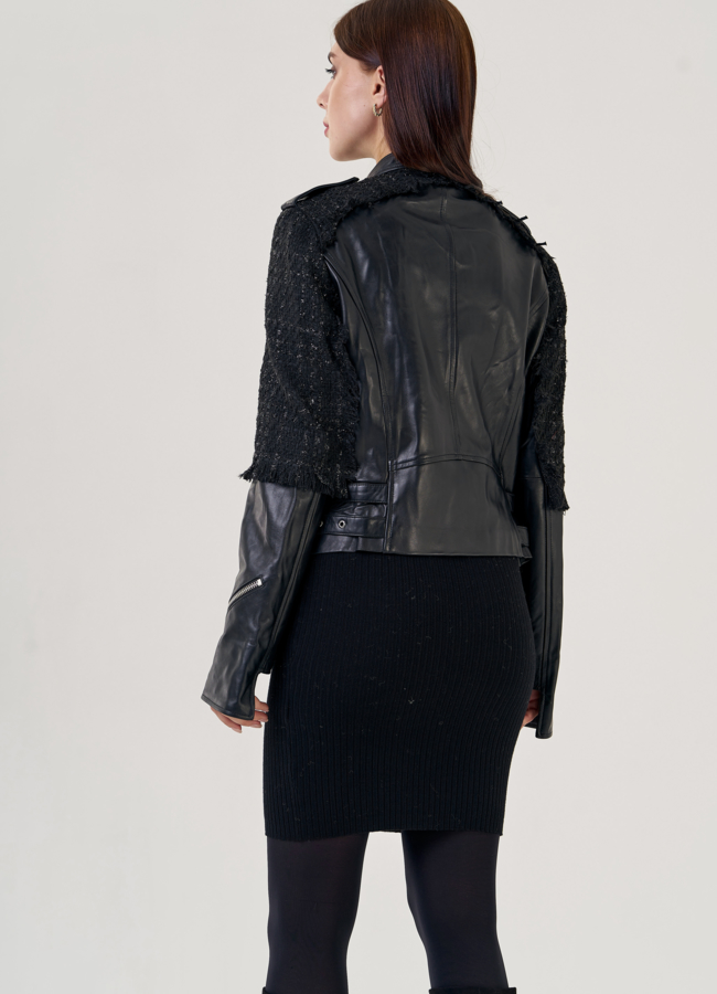 Женская кожаная куртка-косуха модель № 23258 в кредит