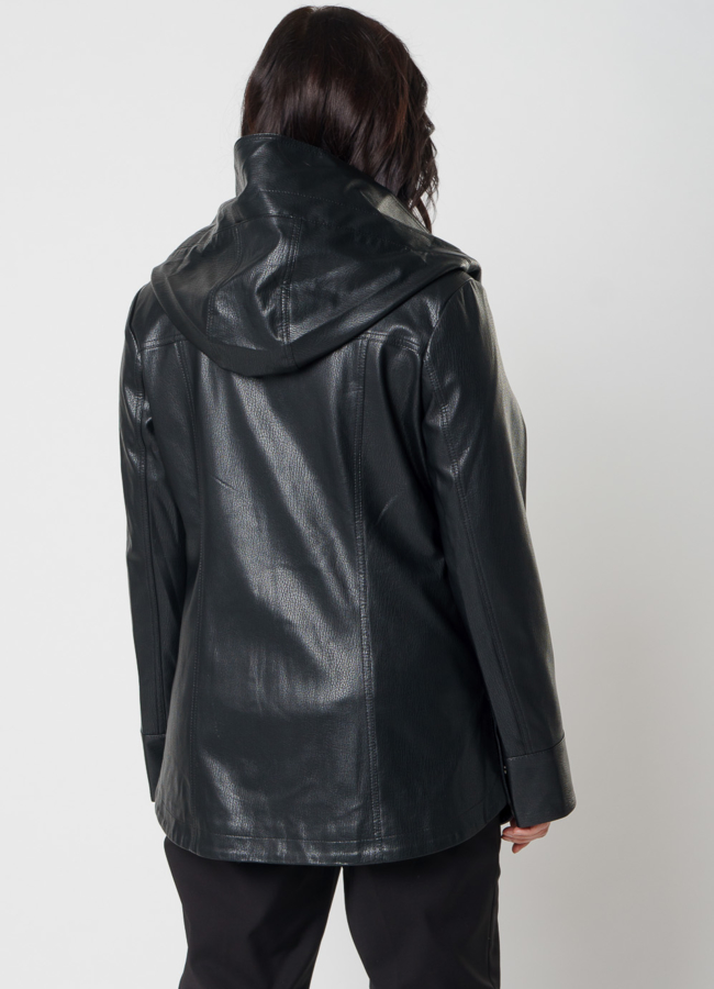 Полупальто из эко кожи черного цвета модель № 2033 универмаг малина