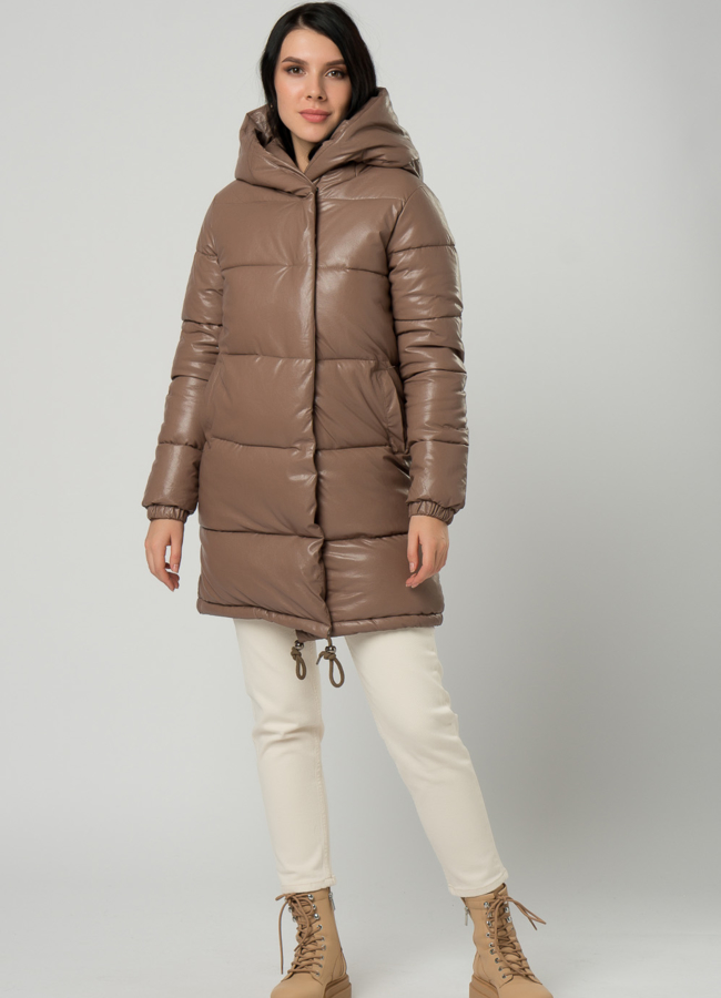 фото Пуховик из эко кожи модель № 75374/1