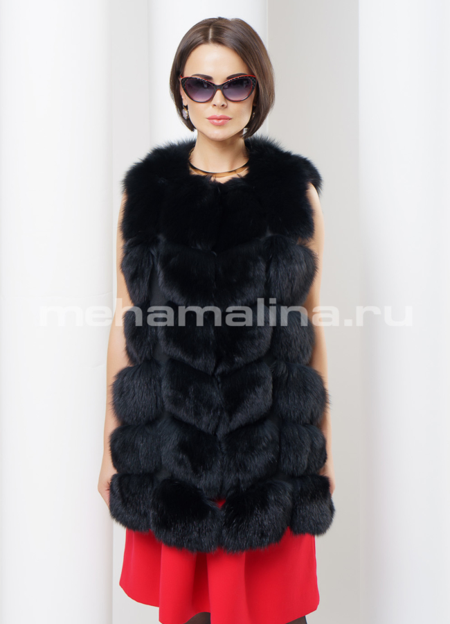 Песцовый жилет модель № M-111 меха малина