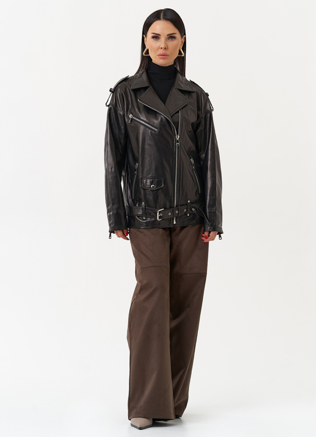 Удлиненная кожаная куртка-косуха модель № 215444 универмаг малина Удлиненная кожаная куртка-косуха модель № 215444 универмаг малина