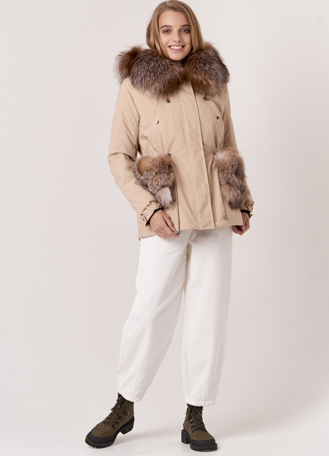 Парка женская с меховыми карманами модель № 17723 универмаг малина