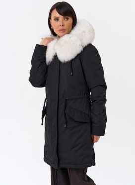 Женская парка с капюшоном из меха песца
