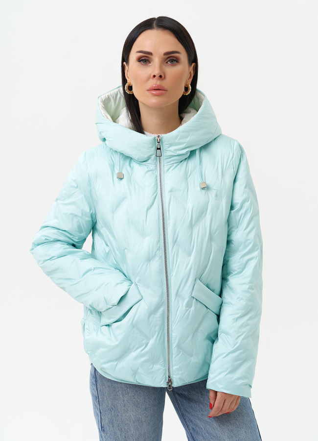 Женская утепленная куртка с капюшоном модель № 29946 меха малина