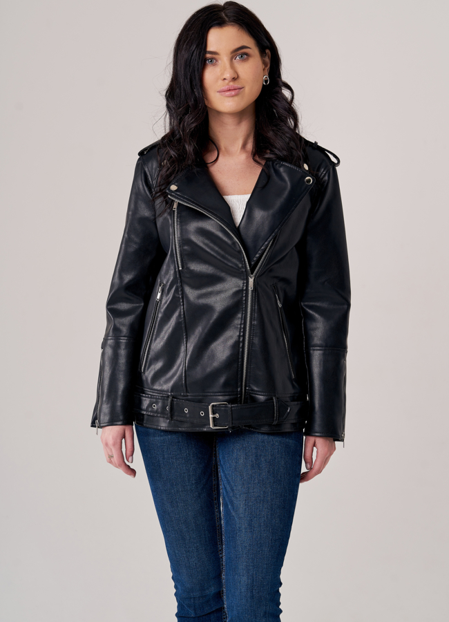 Женская косуха из эко кожи черного цвета модель № 2121 универмаг малина