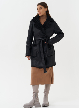 Женская двухсторонняя дубленка из эко кожи