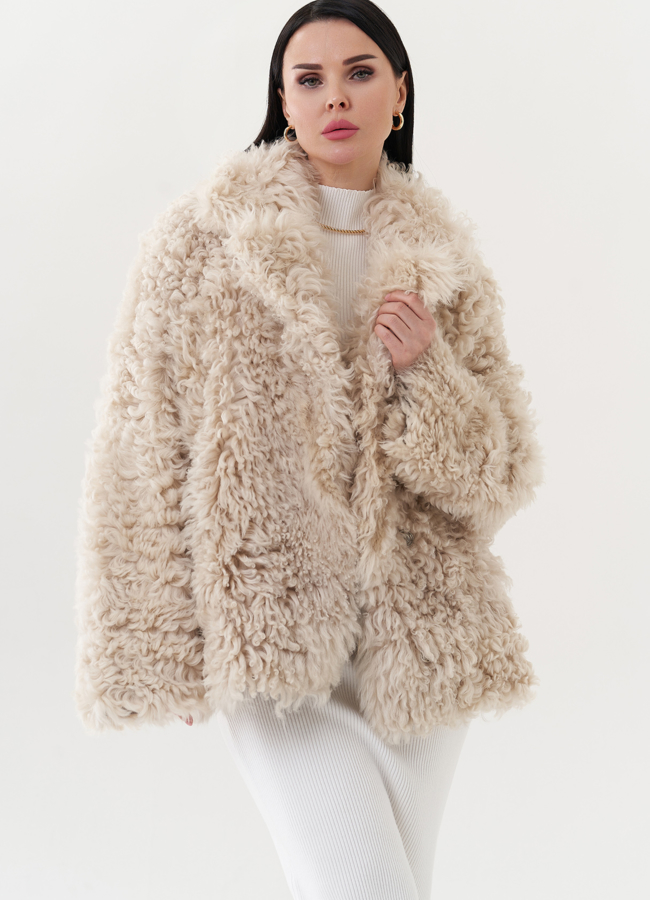 Натуральная двухсторонняя дубленка модель № 26828 универмаг малина