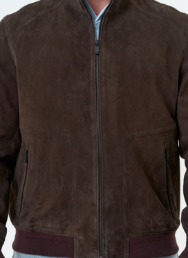Мужская куртка бомбер из натуральной замши