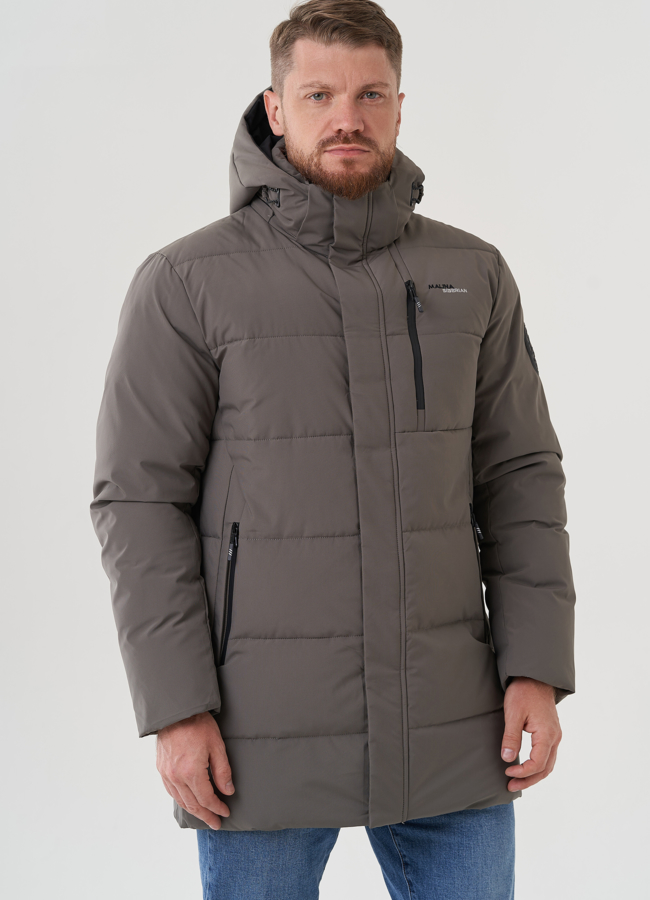 Пуховик мужской с капюшоном  модель № 82400, 82424 меха малина