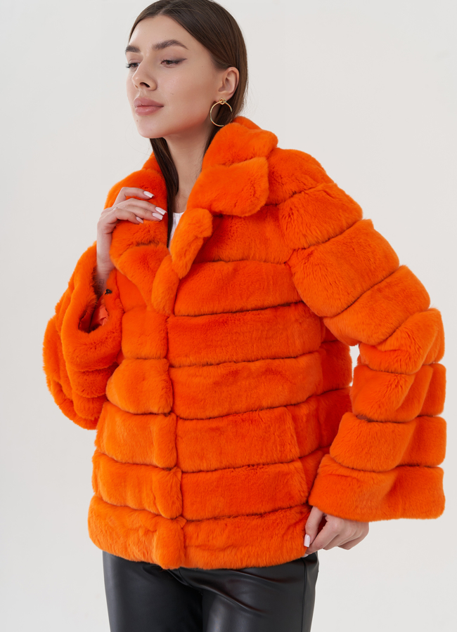 Шуба из меха кролика с английским воротником  модель № 25759 универмаг малина