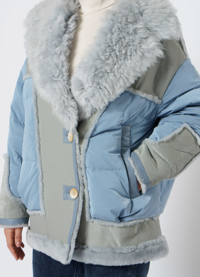 Пуховик с английским воротником модель № 2076 в рассрочку