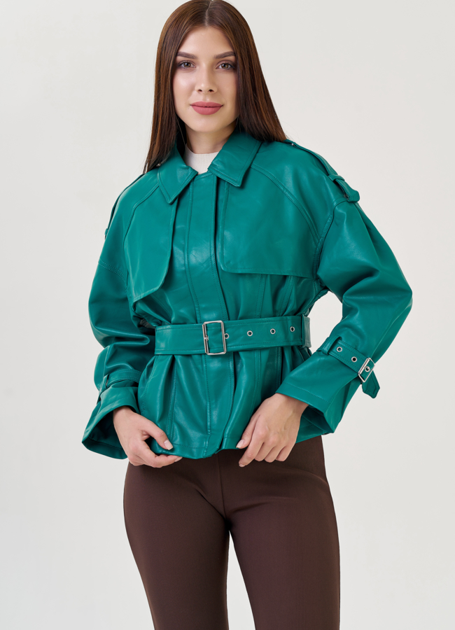 Женская куртка оверсайз из эко кожи модель № 23257 в рассрочку