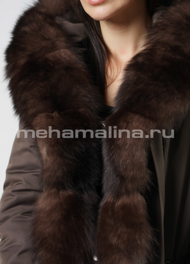 Парка с капюшоном с меховой отделкой  модель № 21801 универмаг малина