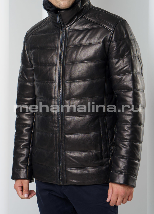 Пуховик модель № ПМ-89 меха малина