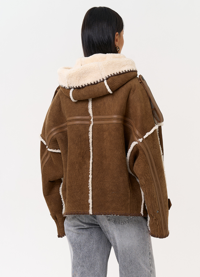 Натуральная дубленка в этническом стиле модель № 31362 в кредит