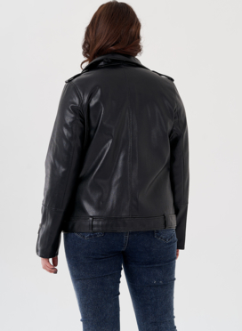 Удлиненная куртка косуха в черном цвете с ремнем Удлиненная куртка косуха в черном цвете с ремнем