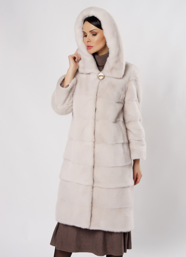 Светлая норковая шуба трансформер модель № S-861 универмаг малина