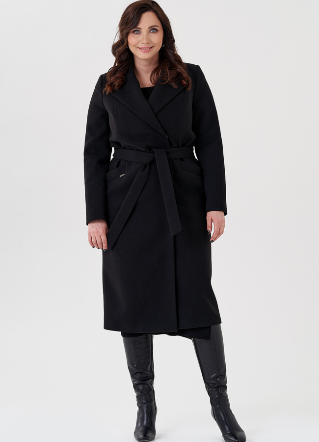 Классическое женское пальто в черном цвете модель № 23626 универмаг малина