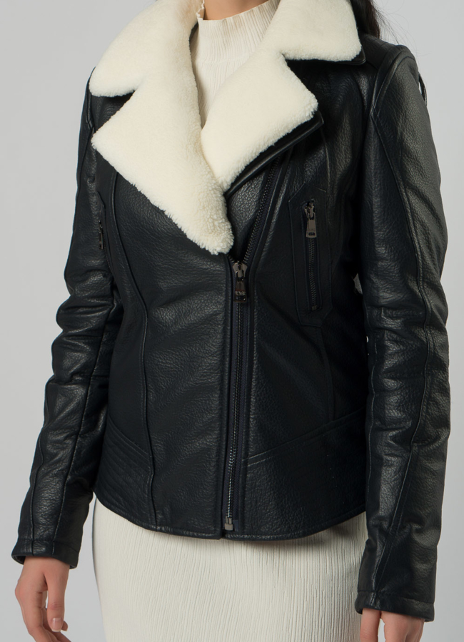 Куртка из натуральной кожи с мехом модель № 62294 в рассрочку