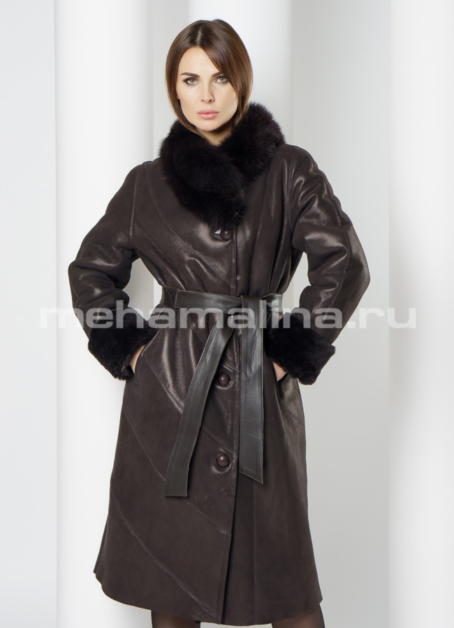 Дубленка OKSA модель № 3034 меха малина