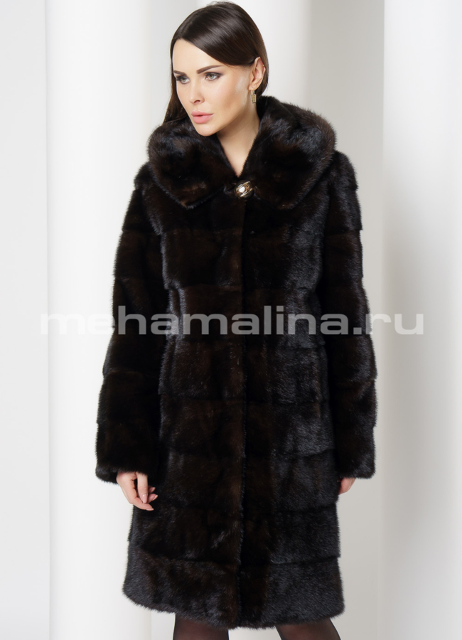 Норковая шуба  модель № S-679 меха малина