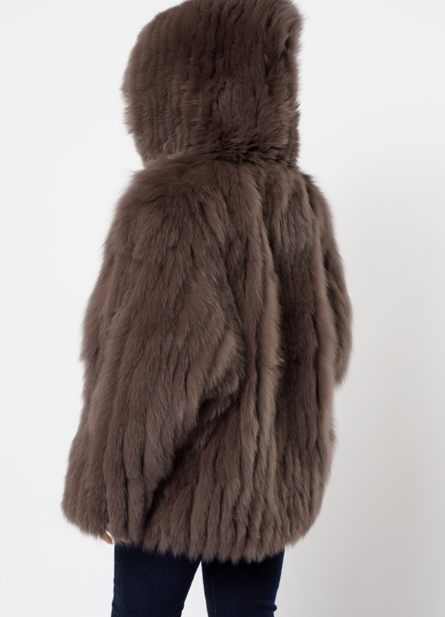 Шуба из песца с капюшоном модель № 21564 в рассрочку