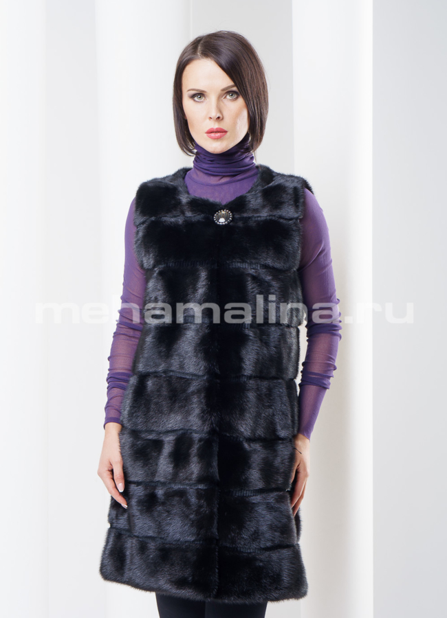 Норковый пуховик со съемными рукавами модель № S-274 в кредит
