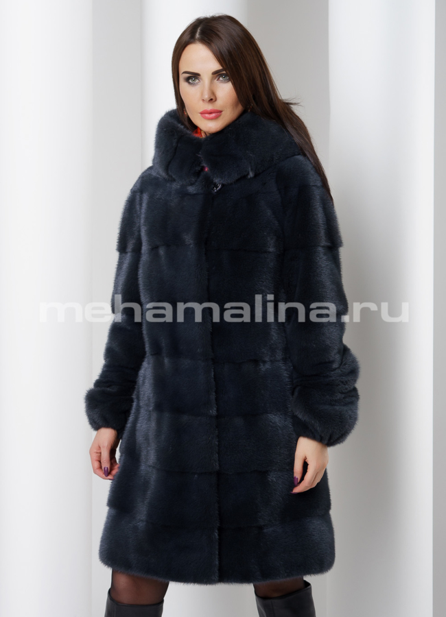 фото Шуба из скандинавской норки в цвете графит модель № S-506