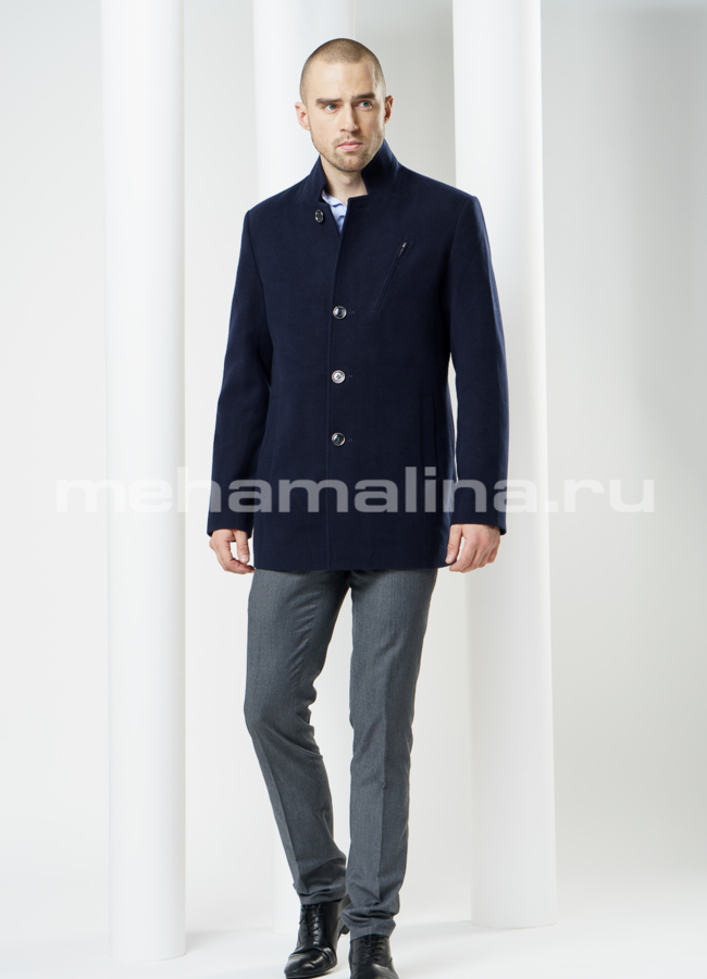 Пальто, цвет синий модель № PK-6 меха малина