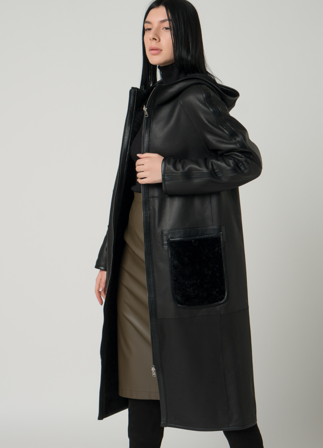 Двустороння женская дубленка из астрагана  модель № 22236 универмаг малина