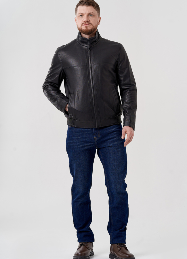 Мужская кожаная куртка  модель № 24438 в кредит