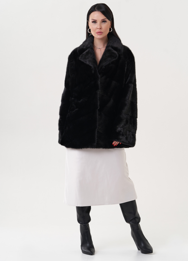 фото Укороченная шуба из меха норки модель № 24746