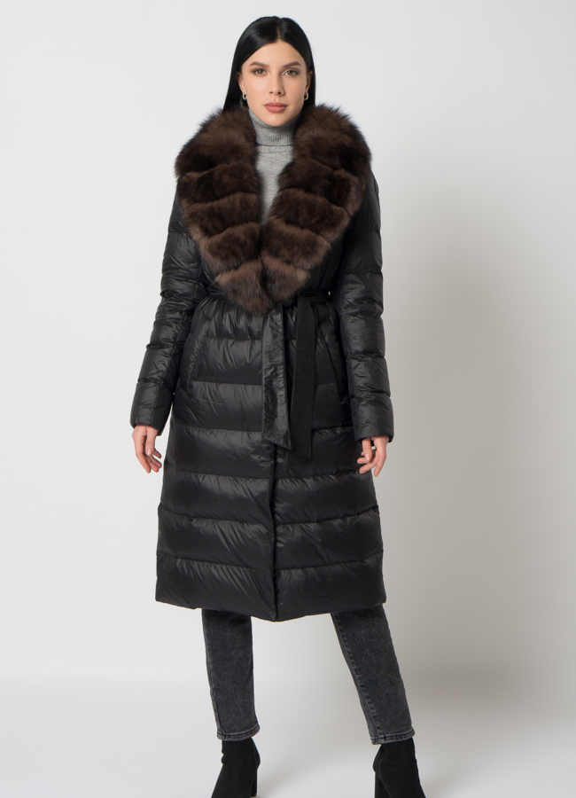 фото Пуховик с английским воротником из песца модель № 2191