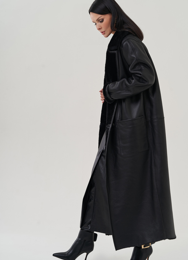 Женская дубленка с английским воротником  модель № 25288 универмаг малина