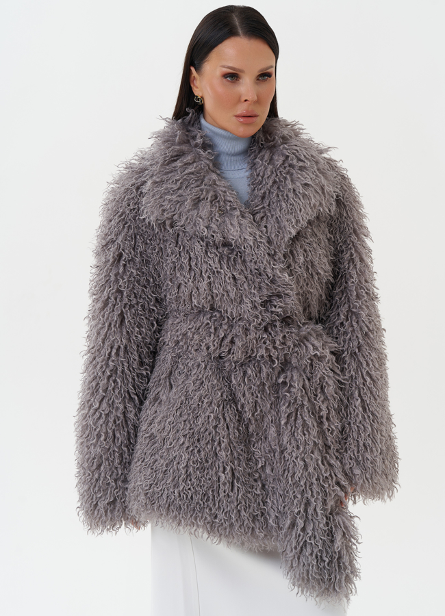 Женская шуба под эко ламу модель № 1363 в кредит