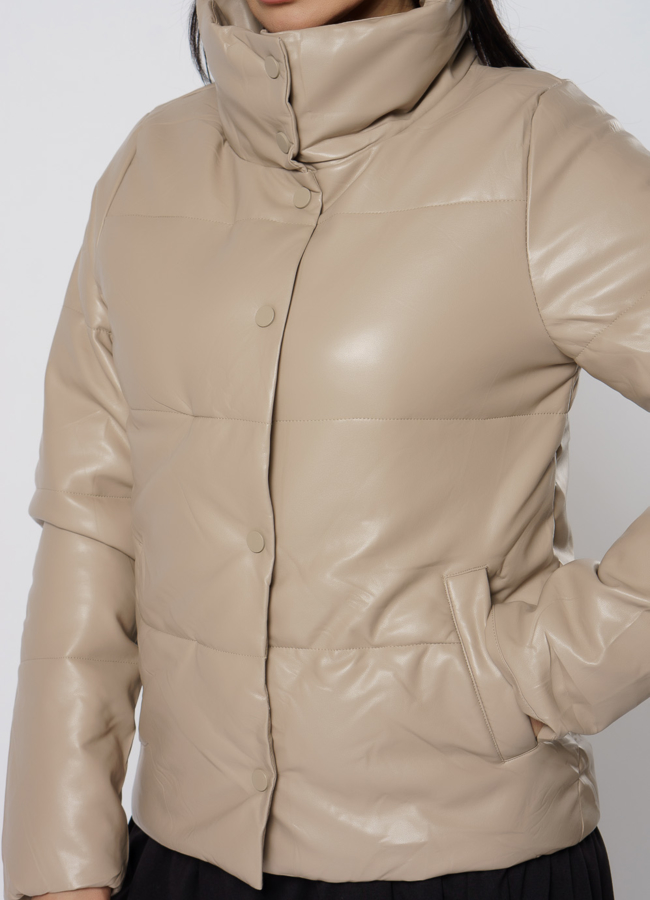 Утепленная куртка из эко кожи с воротником стойкой модель № 21716 универмаг малина