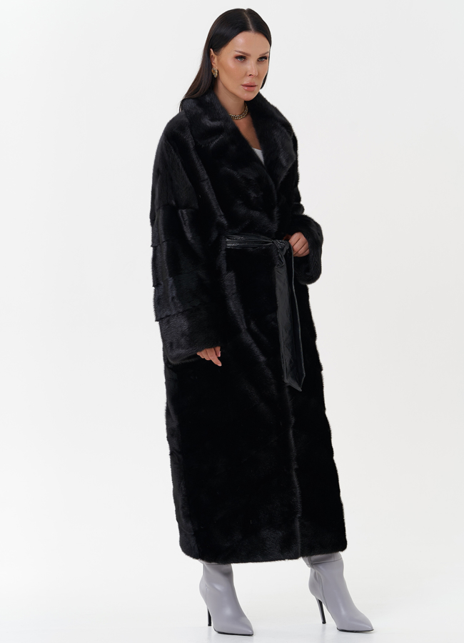 Длинная женская шуба из меха норки модель № 27593 в кредит