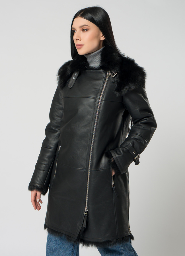 Дубленка женская с капюшоном модель № 21845 универмаг малина