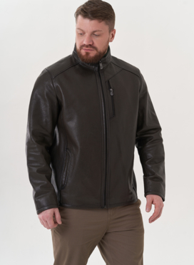 Мужская куртка из натуральной кожи в цвете хаки