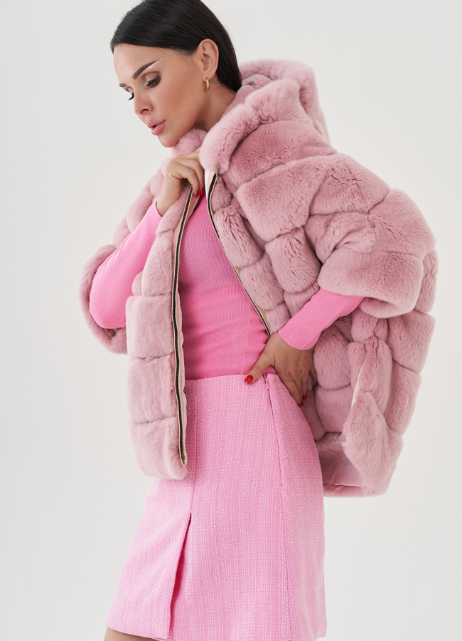 Короткая куртка из кролика модель № 81802 универмаг малина