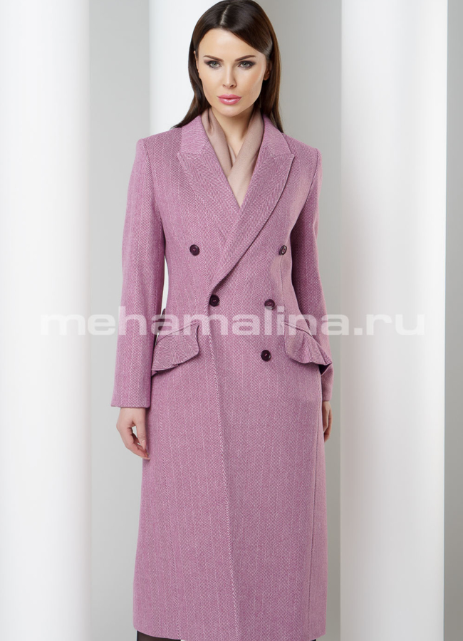 Женское пальто модель № BP-149 меха малина
