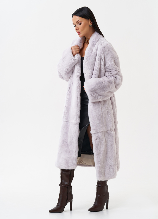 Длинная шуба из меха кролика модель № 28883 универмаг малина