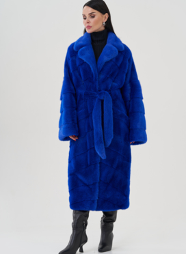 Шуба из норки синего цвета