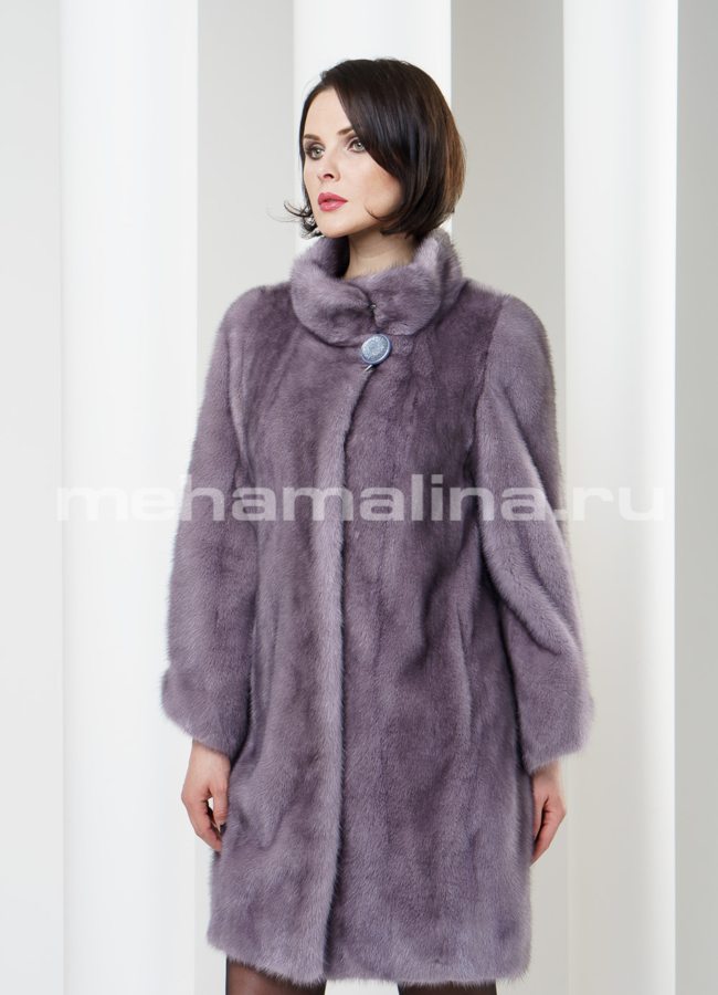 Шуба норка балон- стойка, цвет графит модель № S-181 в кредит