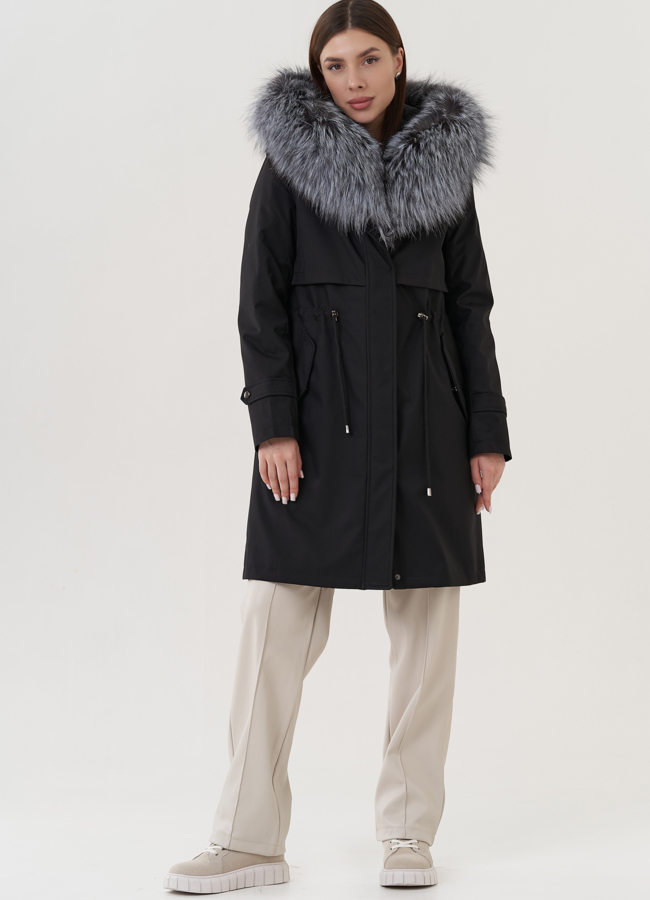 фото Женская парка с мехом чернобурки  модель № 25783