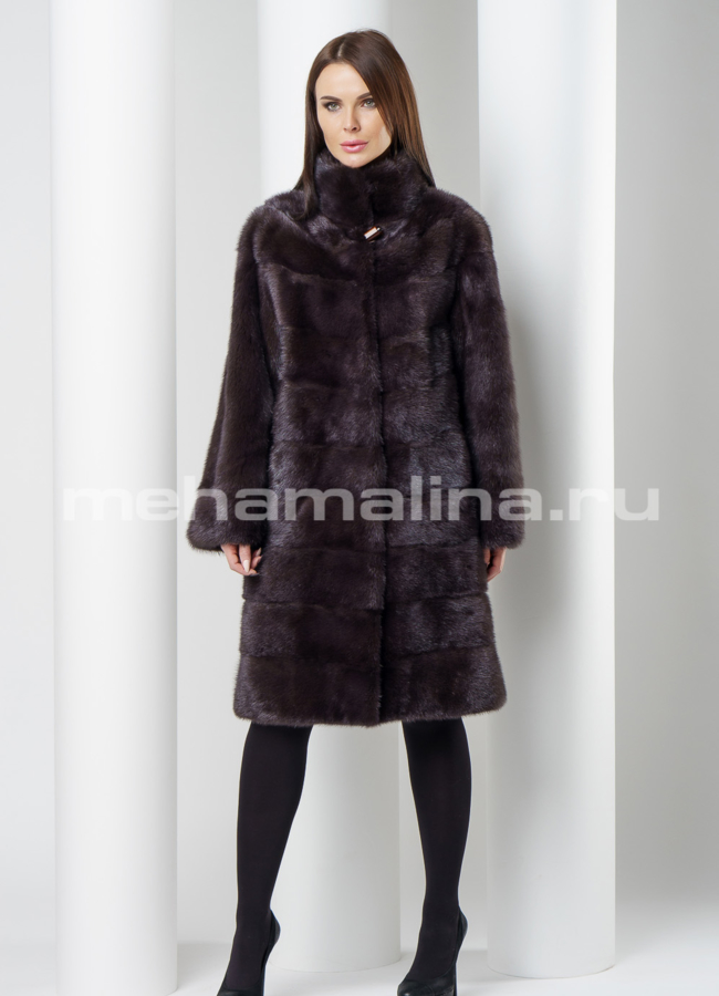 Норковая шуба цвет шоколад модель № S-560 в кредит