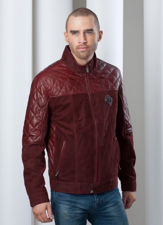 Кожаная куртка на молнии Bordo Dunhil модель № KP-33 меха малина