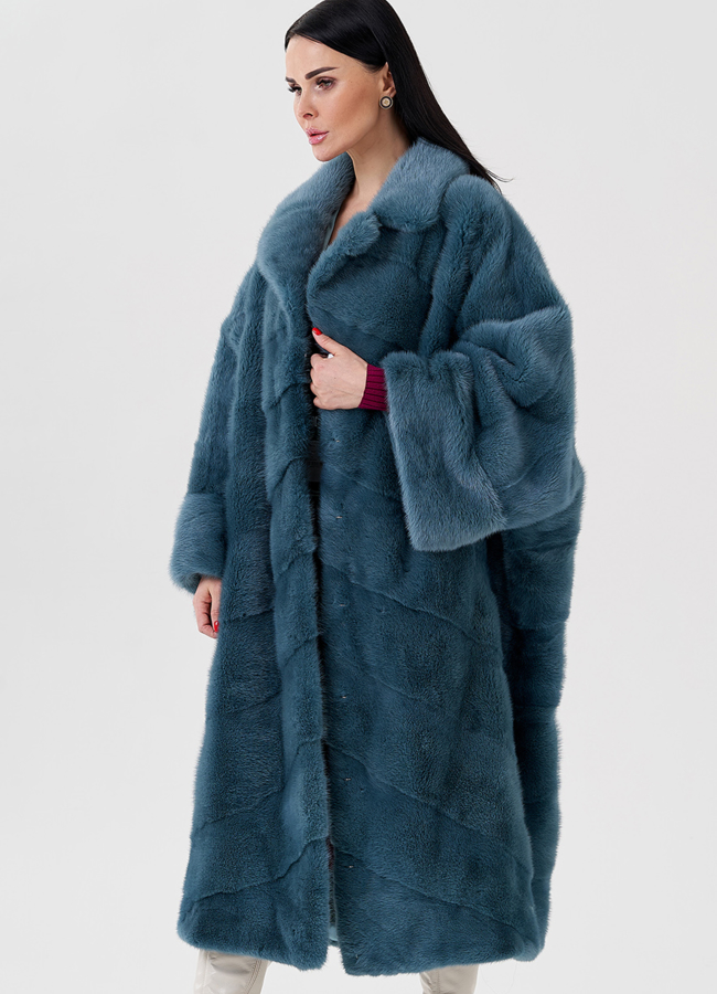 Шуба из норки с английским воротником  модель № 23974 универмаг малина